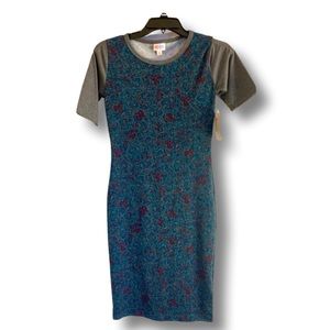 NWT JULIA teal dress by LuLaRoe. Teal Floral Pattern Size XXS